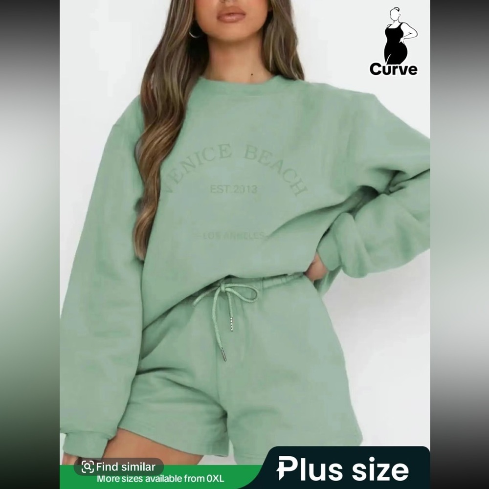 Green Venice Beach Sweatshirt and Shorts Set
